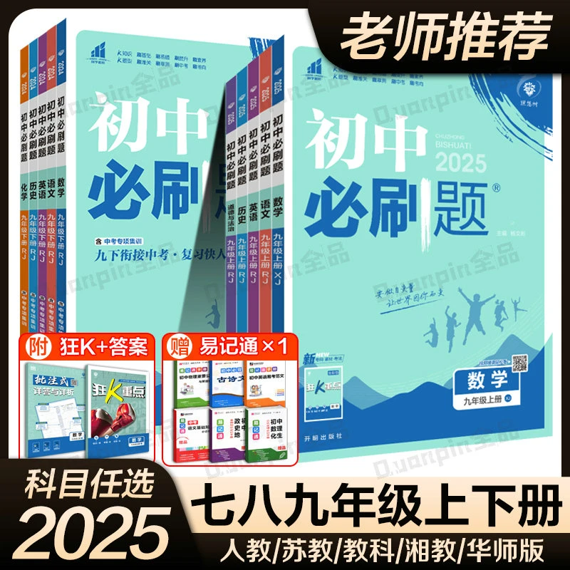 理想树2025初中必刷题七八九年级上下册初中同步练习教辅重点中考