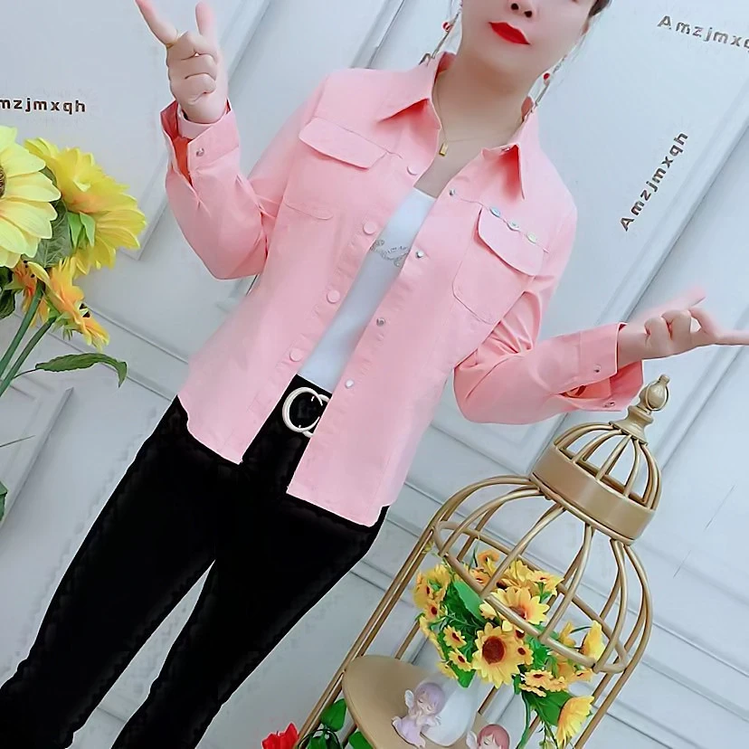 时尚修身长袖衬衫女2025春夏季新款洋气小个子短款百搭显瘦潮上衣