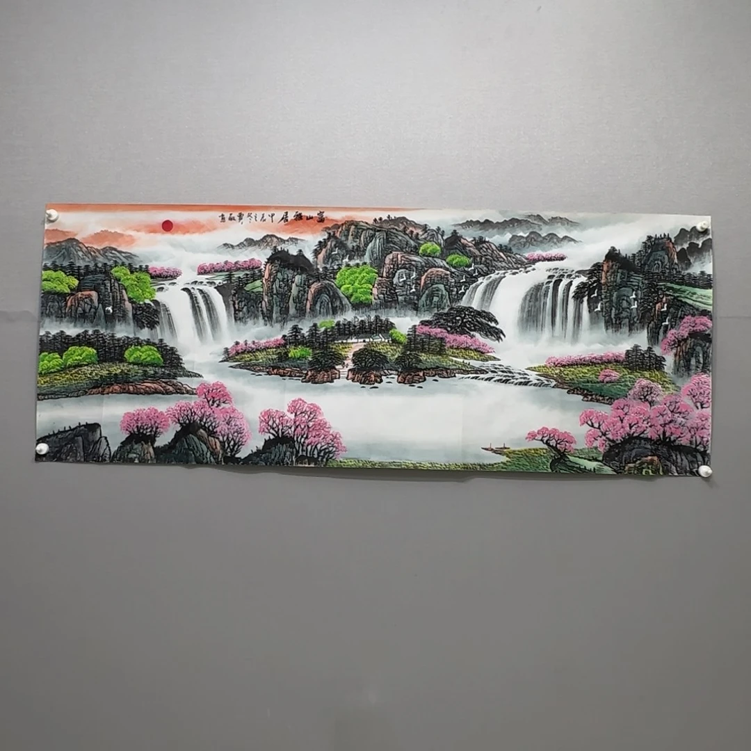 国画横幅六尺精品山水贾敏