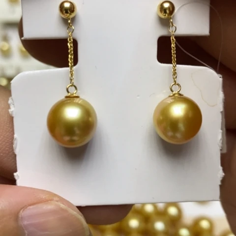 18K金镶嵌耳饰海水珍珠