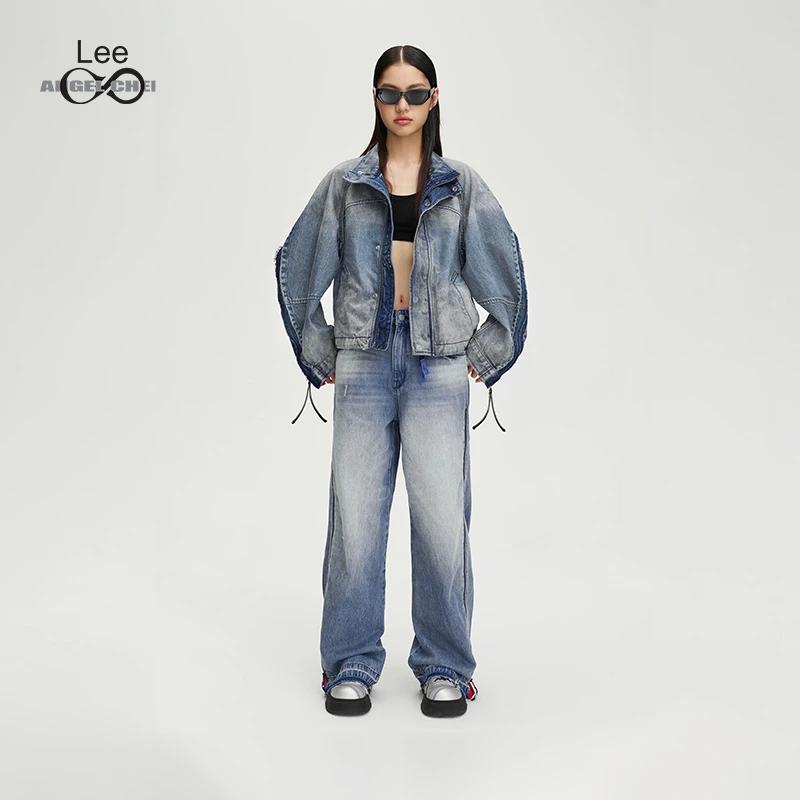 Lee IndiGO X ANGEL CHEN联名系列商场同款25早春新阔腿女牛仔裤