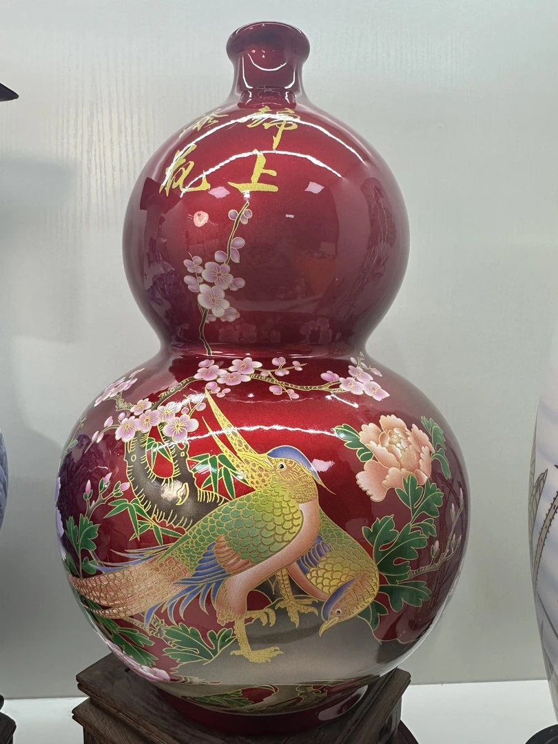 景德镇高温陶瓷中国红葫芦一只