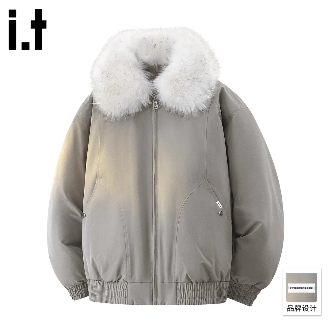 it FINGERCROXX可拆毛领棉服男冬季cleanfit宽松美式潮流派克服