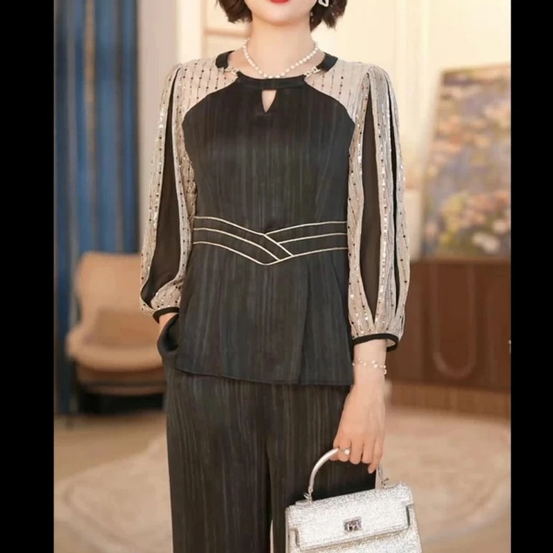 中年妈妈春装时尚套装2025新款洋气中老年女装春秋休闲时尚套装