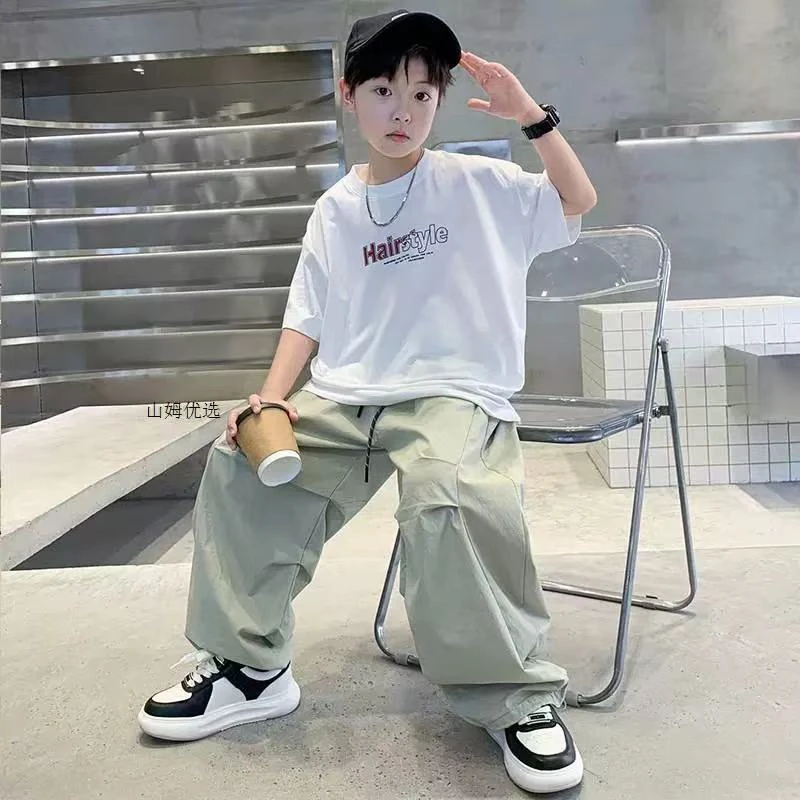 TX-0198 白色 男童休闲短袖韩版洋气潮牌 短袖T恤夏季半袖