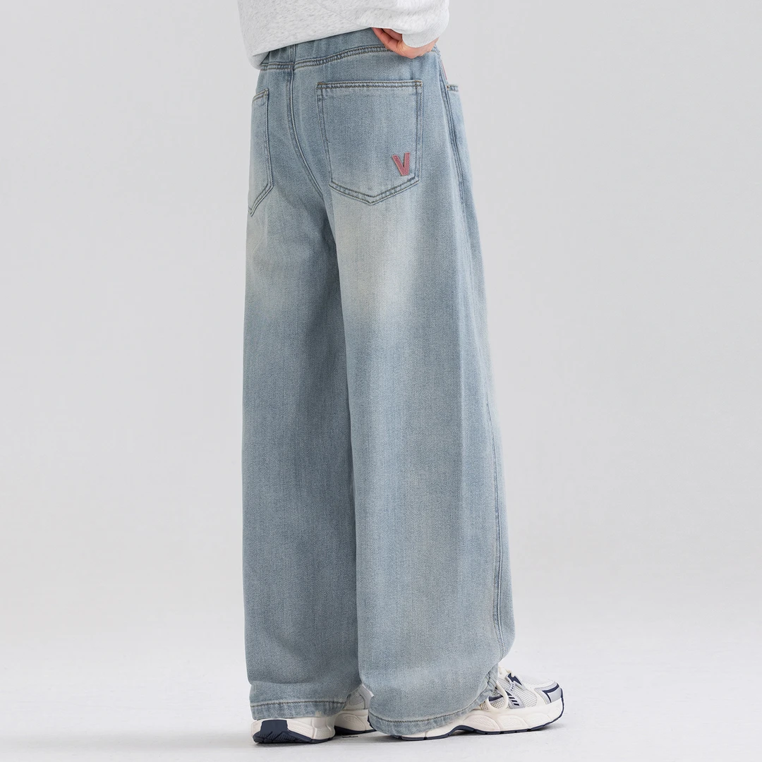 女童2024新款牛仔裤春秋款宽松阔腿裤直筒裤子洋气休闲裤Q62285