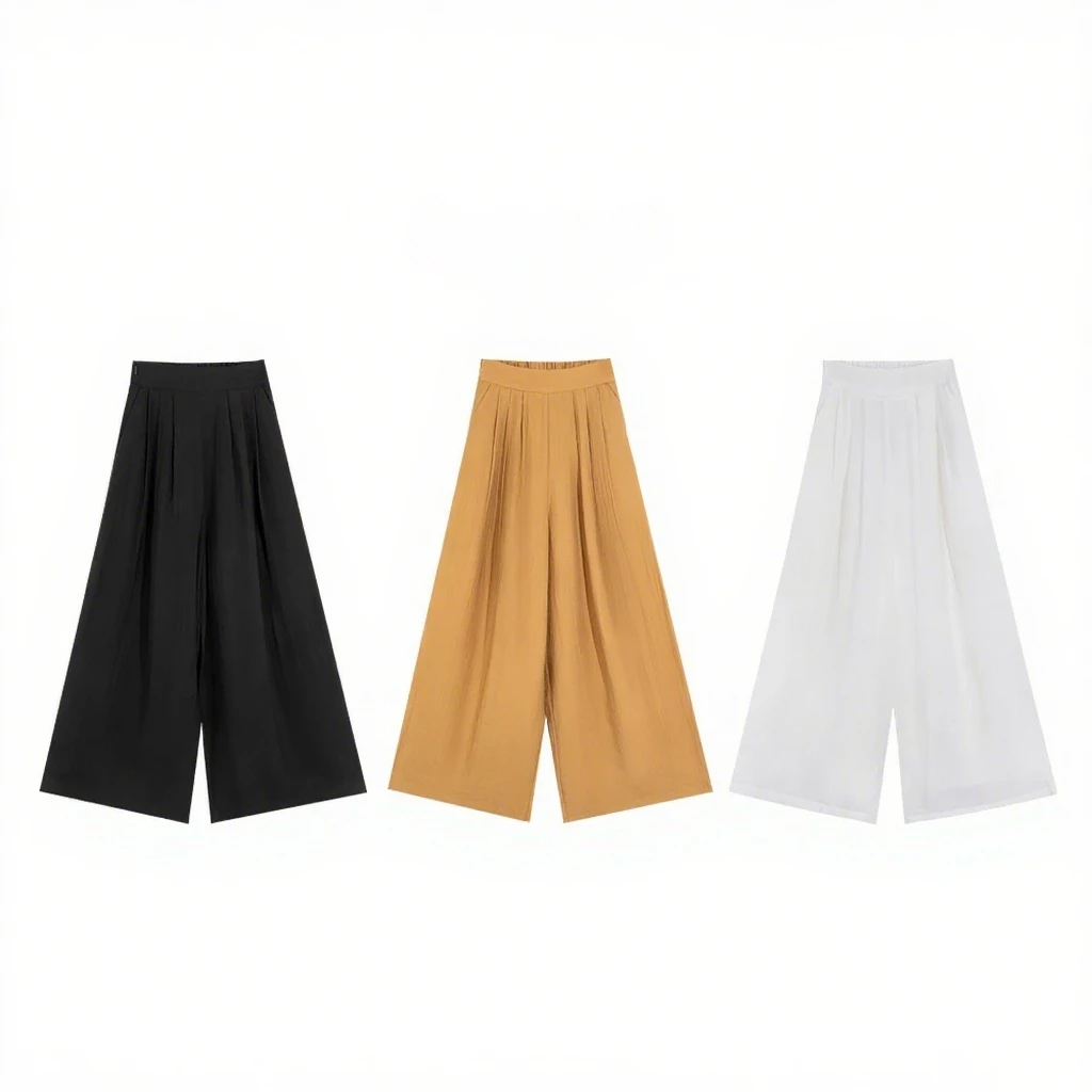 ZZMOLI夏新款轻盈阔腿裤子女款时髦气质显瘦高腰薄款甩裤ZBK82056