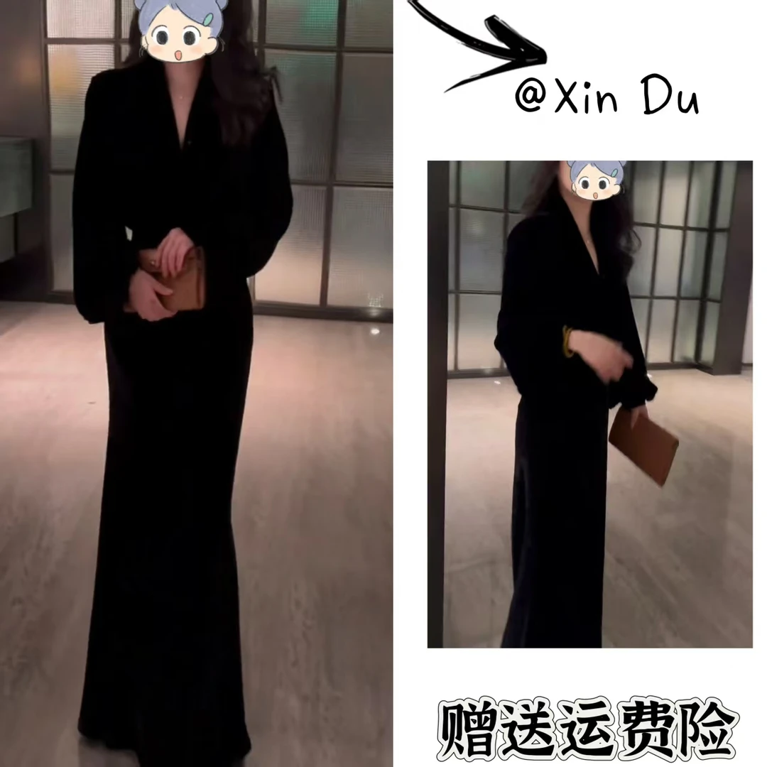 2025秋季新款时尚显瘦气质女士网红洋气连衣裙百搭款D22437