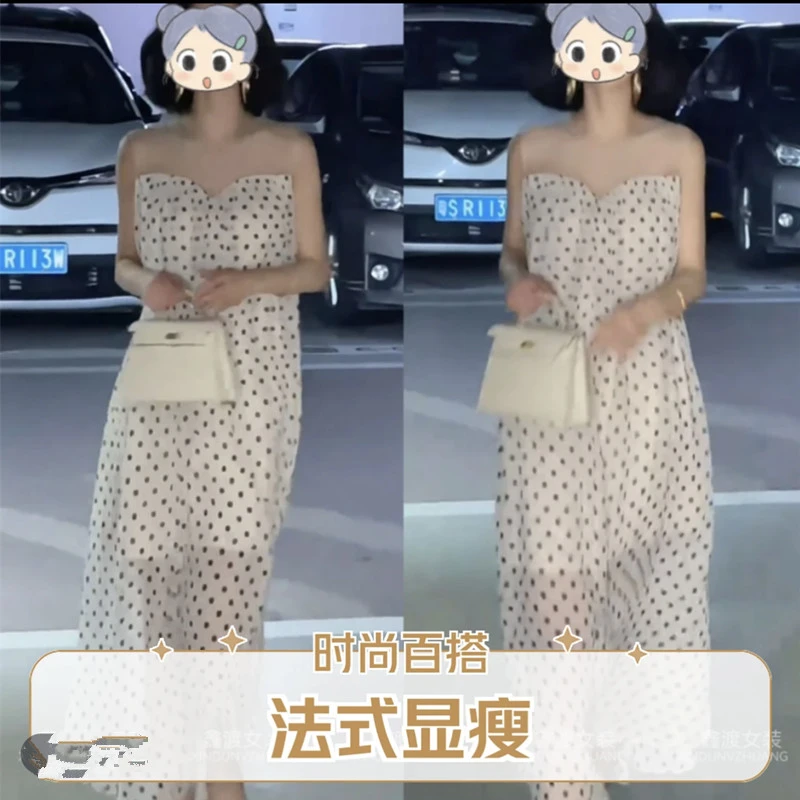 法式设计师夏季新款时尚显瘦气质女士气质洋气波点连衣裙百搭款