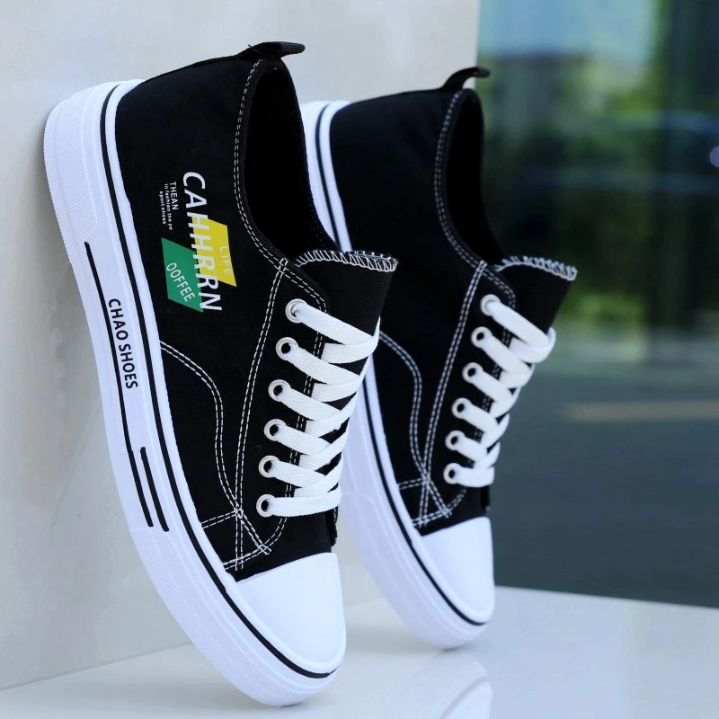 潮流帆布鞋子男款秋季透气休闲男鞋百搭男士鞋子轻便学生运动板鞋