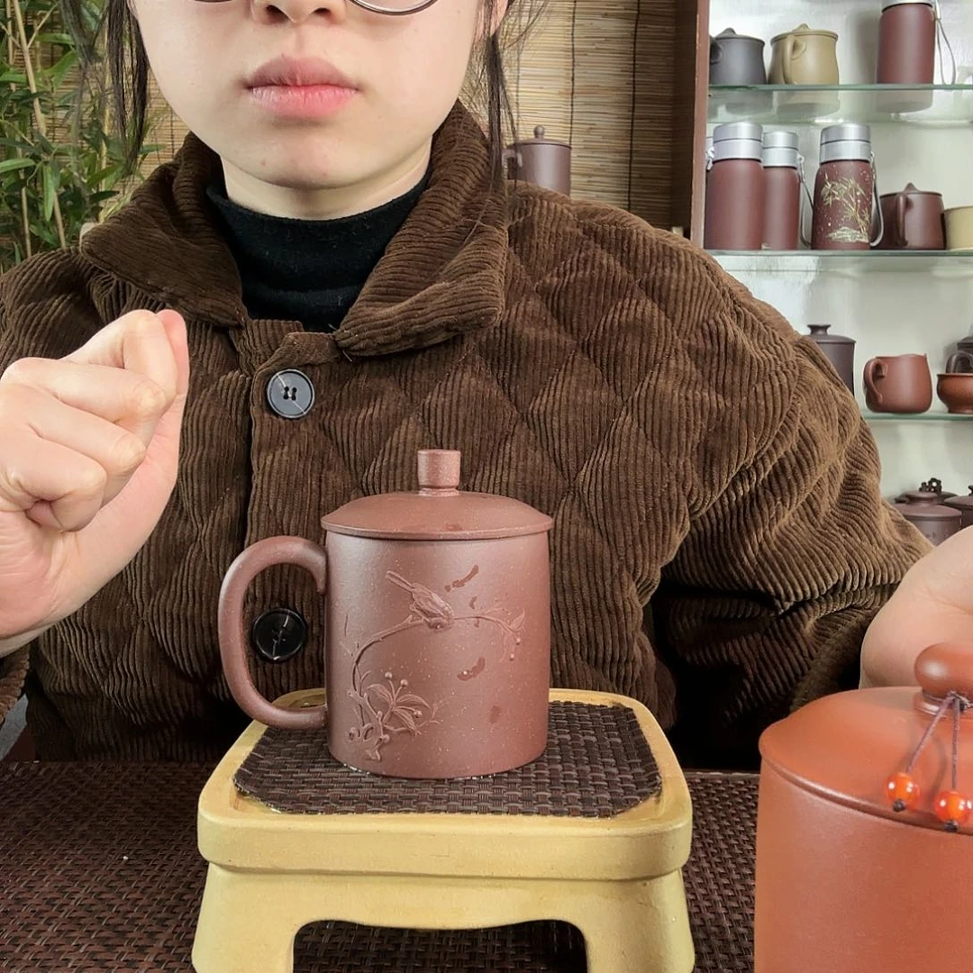 紫砂茶杯徐建明小鸟小盖杯180CC左右