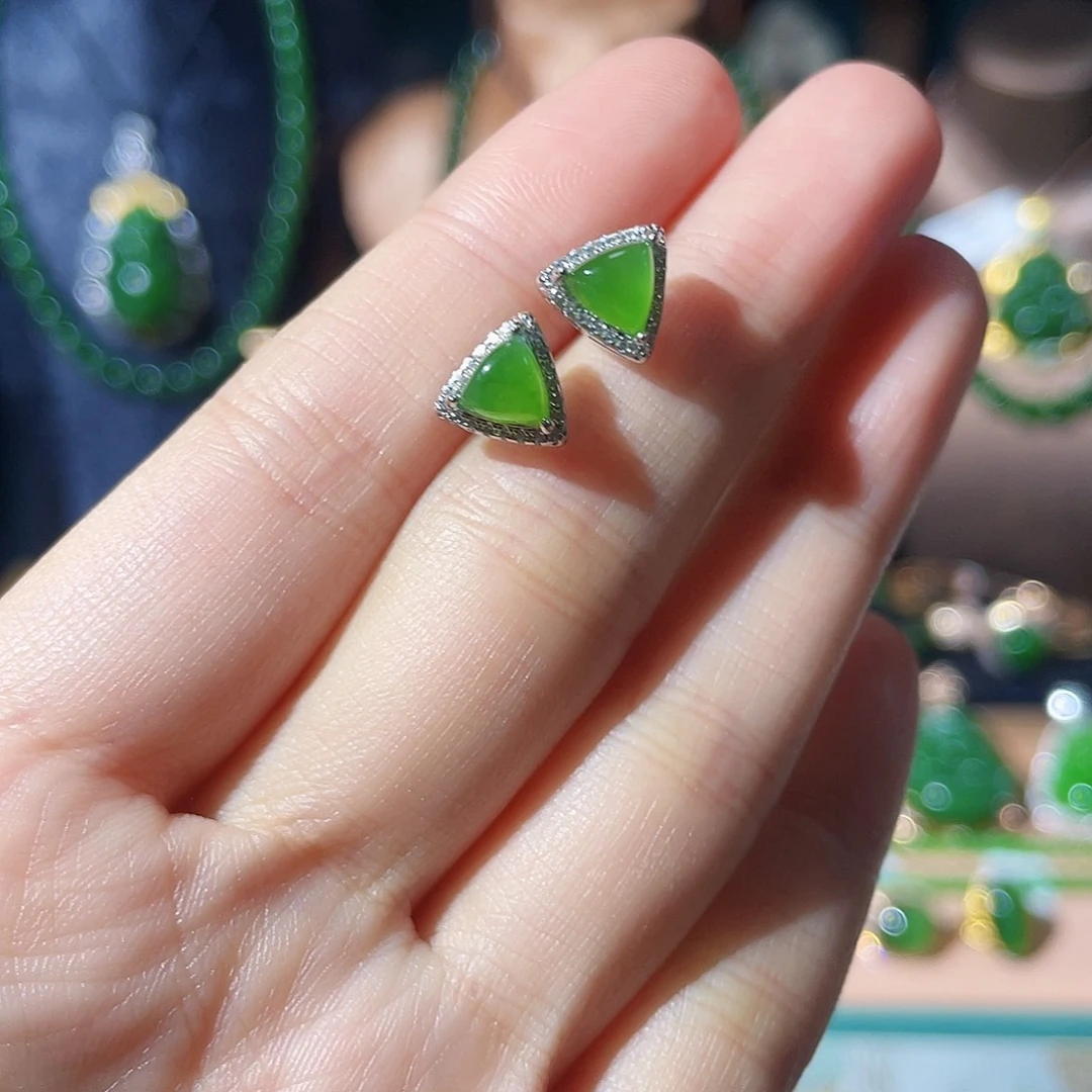 和田玉（碧玉）银S925镶嵌颈饰