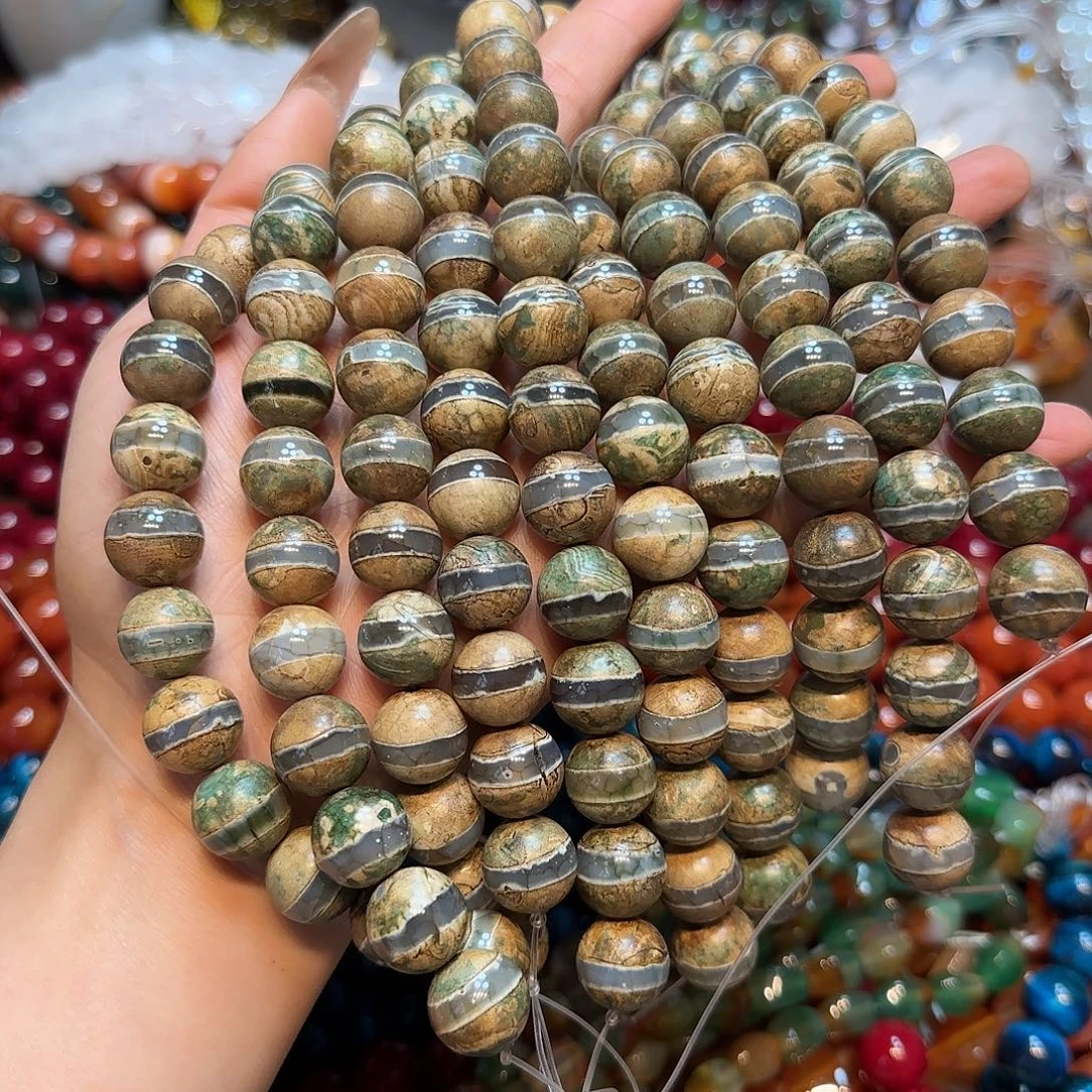 玛瑙/玉髓未镶嵌珠宝半成品14mm一线玛瑙天珠一条