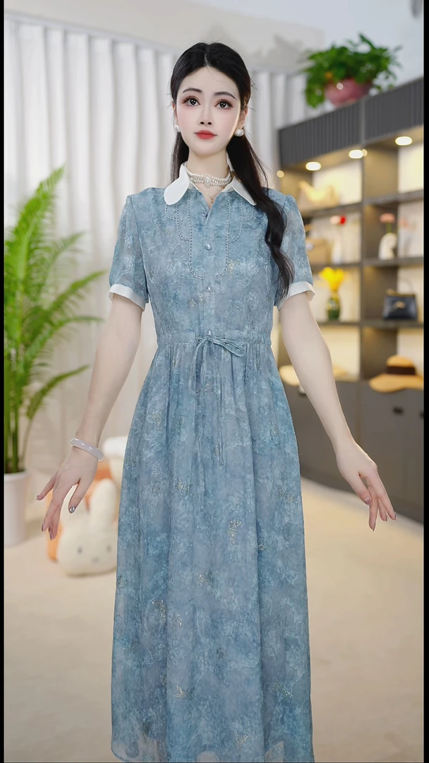 <0A6>2025年春季新款时尚气质优雅连衣裙中式减龄气质连衣裙