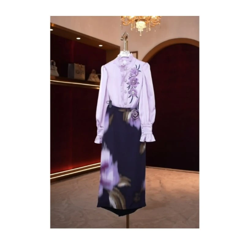 芙娜妮轻奢秋冬新款小众设计衬衫气质显瘦女装时尚两件套F2510257