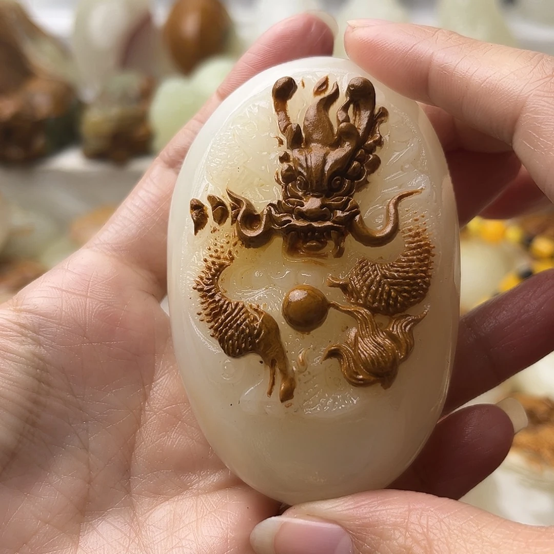 石材方解石手把摆件不退换龙