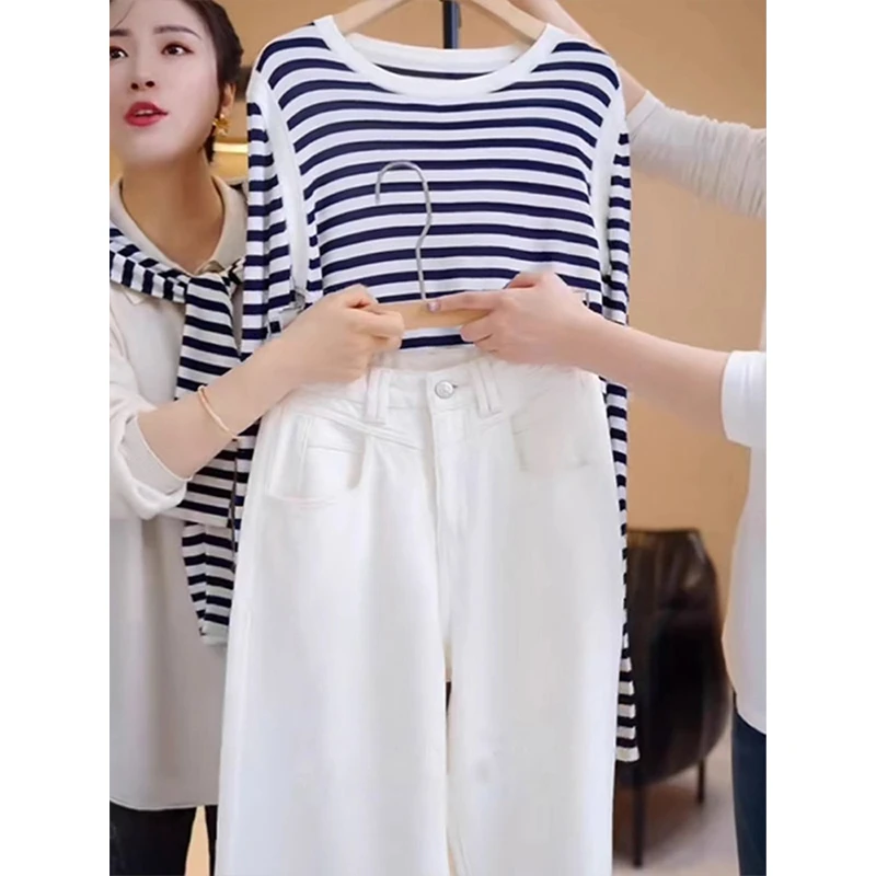 开春漂亮衣服条纹长袖T恤女爆款2026新款时尚百搭气质衣服高级感