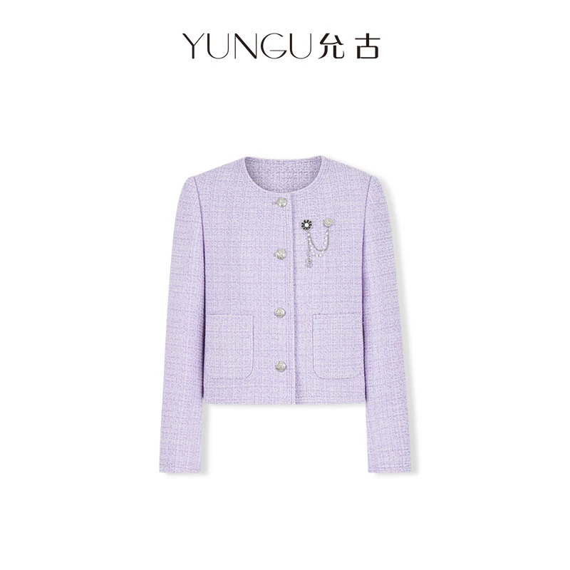 YUNGU允古【F43】【双12年终大促】绵羊毛设计款外套新款时尚气质外套