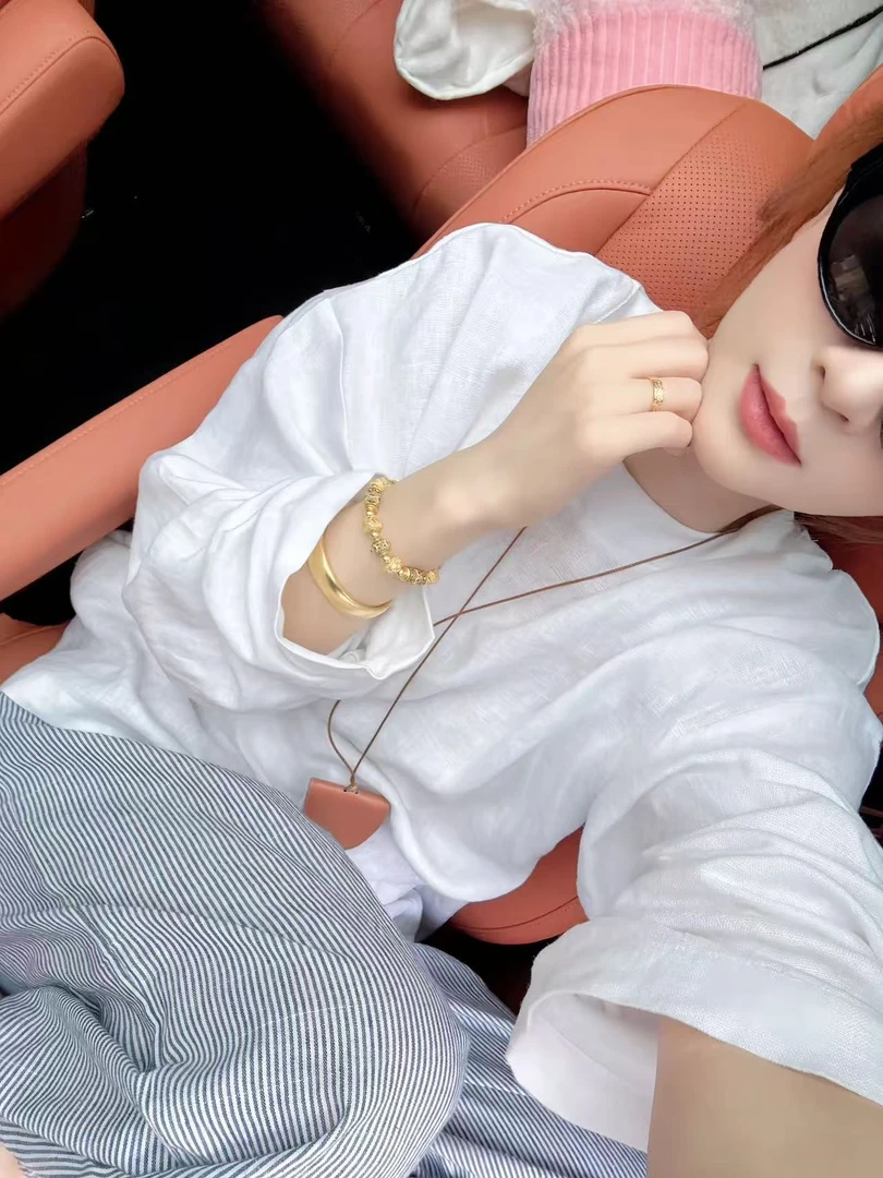 BABUILTYGA【七分袖】100亚麻秋冬轻奢显瘦遮肉短袖体恤