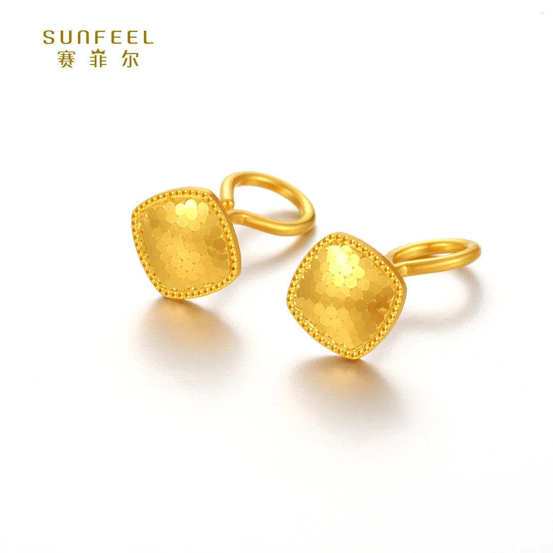 SUNFEEL/赛菲尔【七店】足金5G小方糖闪光耳钉5GE00503