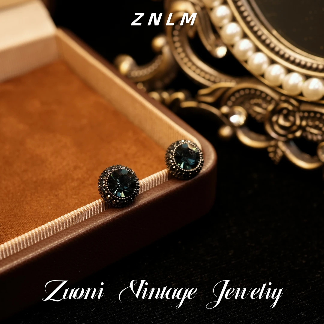 黄铜耳饰 E090柏★【墨色天青】秋ZNLM  兰蒂克斯耳钉