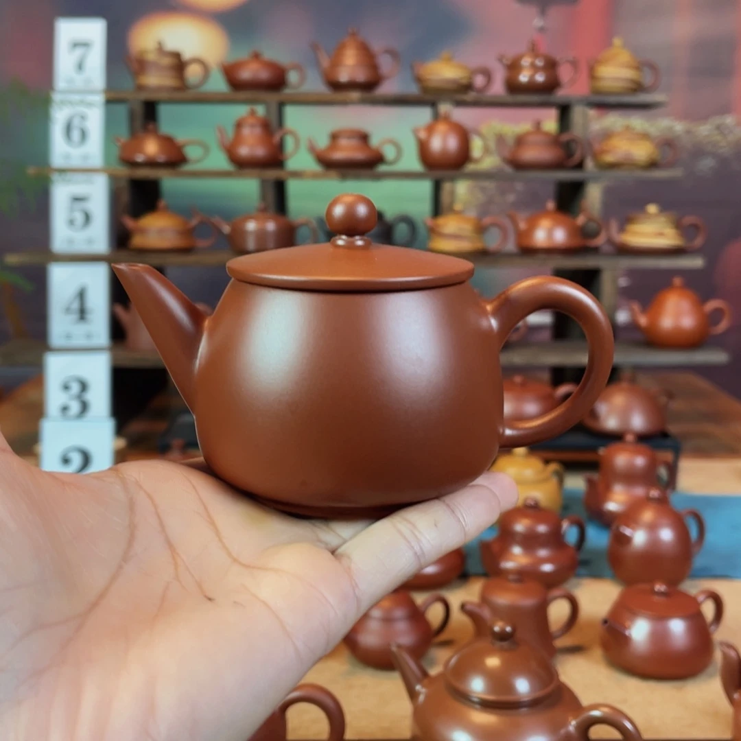 茶壶紫砂夏*杰潮州手工手拉朱泥石权壶
