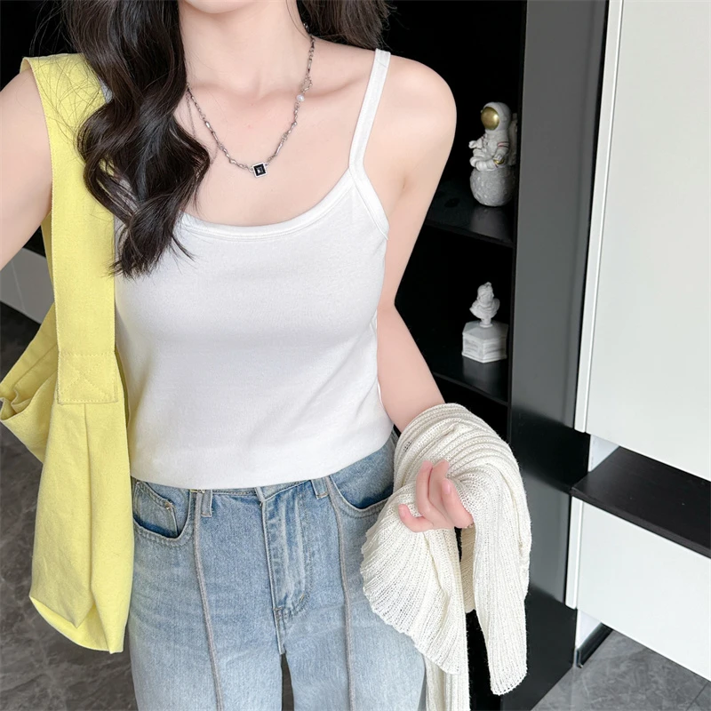 欧货白色小吊带背心女内搭打底2025夏季新款修身显瘦时尚外穿上衣
