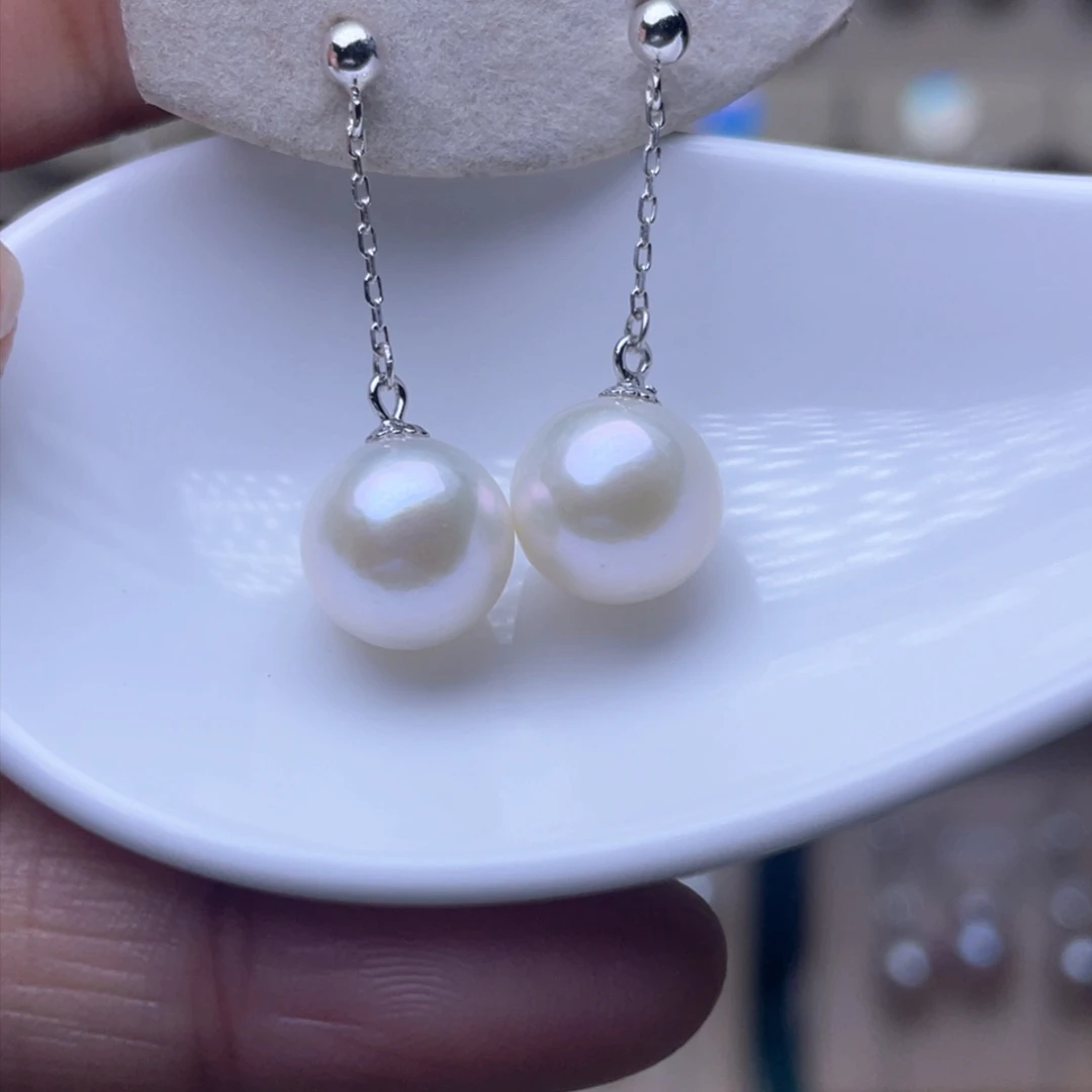 淡水珍珠耳环银S925镶嵌