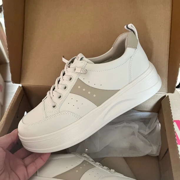 新款1315超轻厚底休闲小白鞋24Q