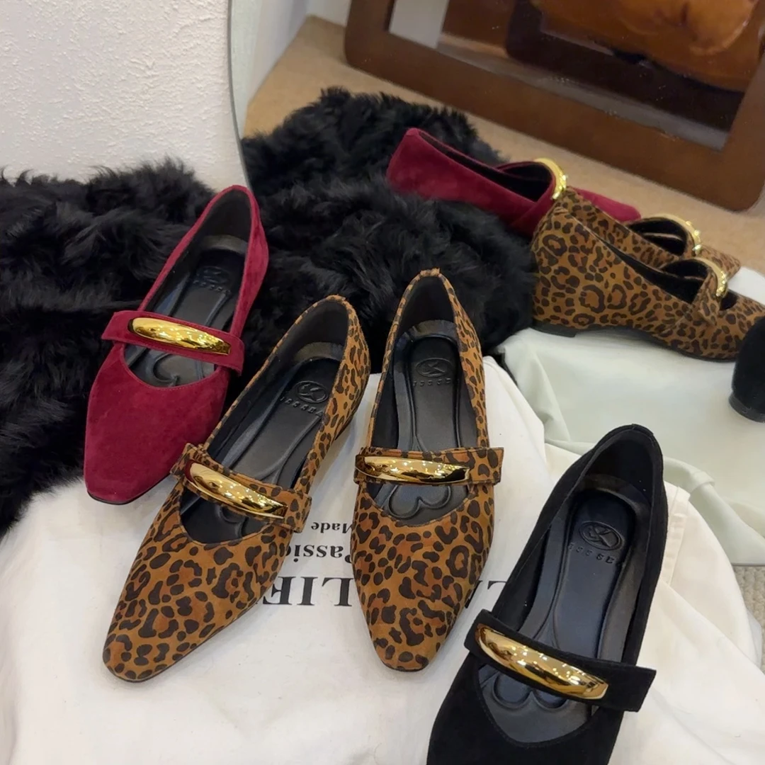 【王二今】羊皮/4.5CM/内增高小方头气质女人法式玛丽珍浅口单鞋女