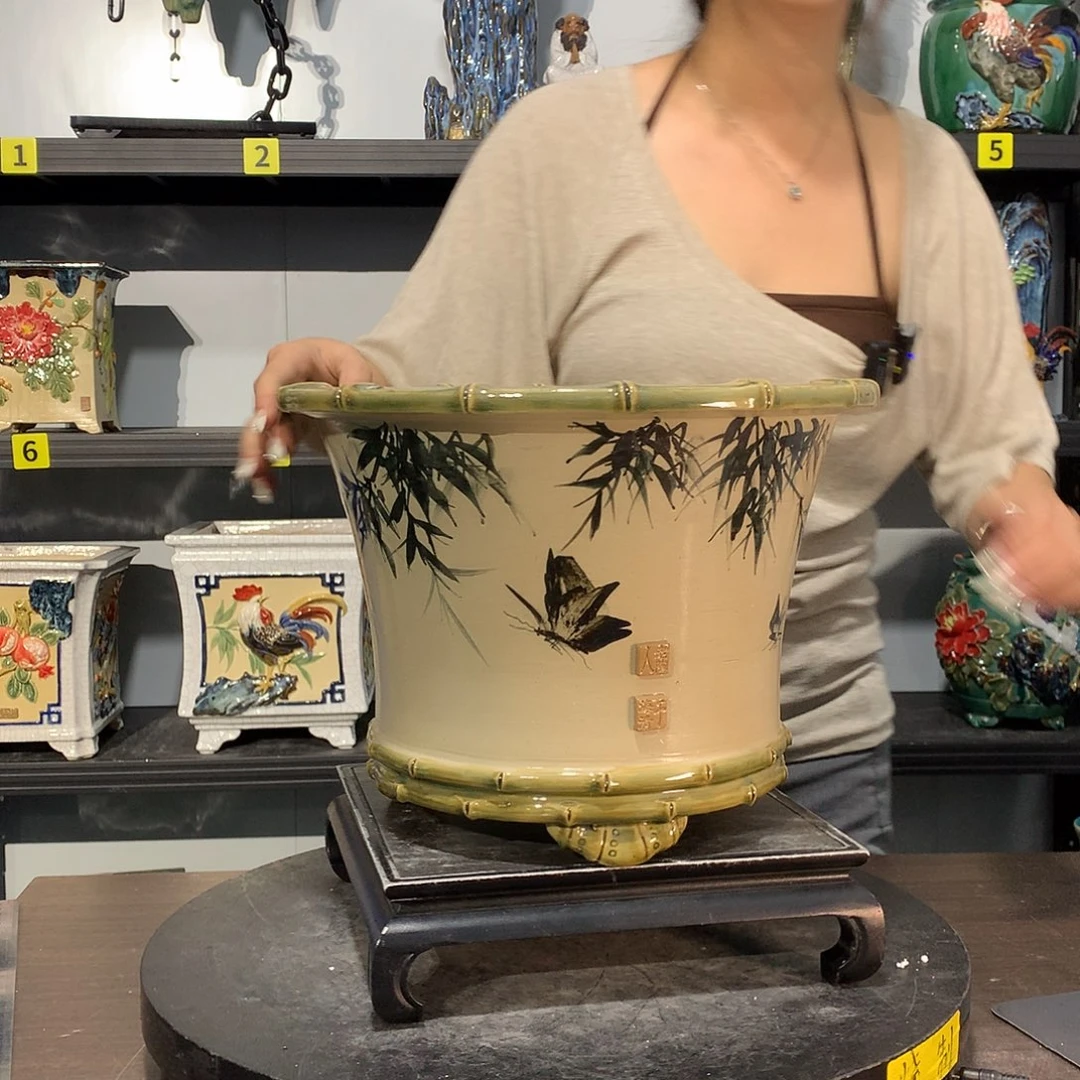 恩***劫高温烧制石湾盆花盆
