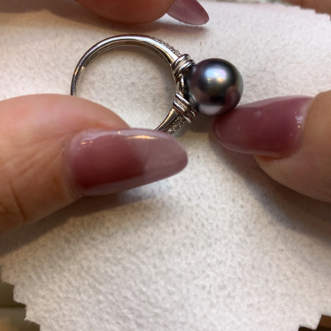 银S925镶嵌戒指海水珍珠