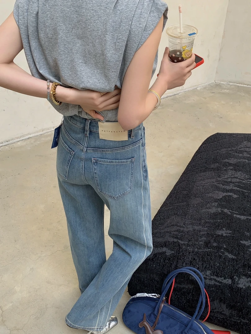 【不包邮 拼夕夕买家勿拍】精梳棉软牛仔直筒裤阔腿裤弯刀裤微喇裤