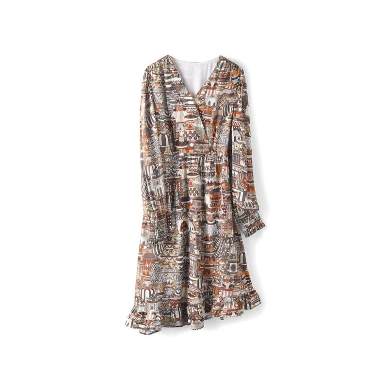 9918【简系列】不规则V领碎花连衣裙23913073