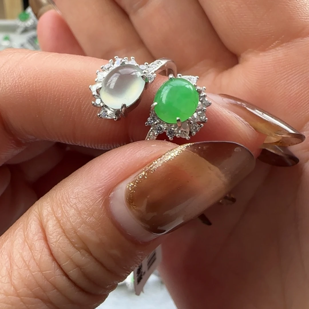 翡翠银S925镶嵌戒指