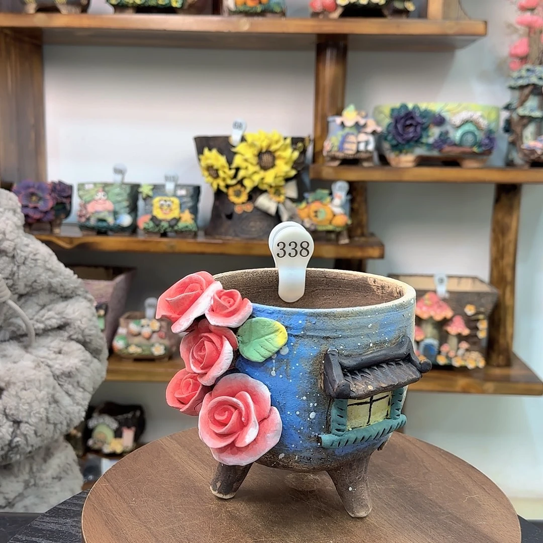 本墨花器麦饭石花盆