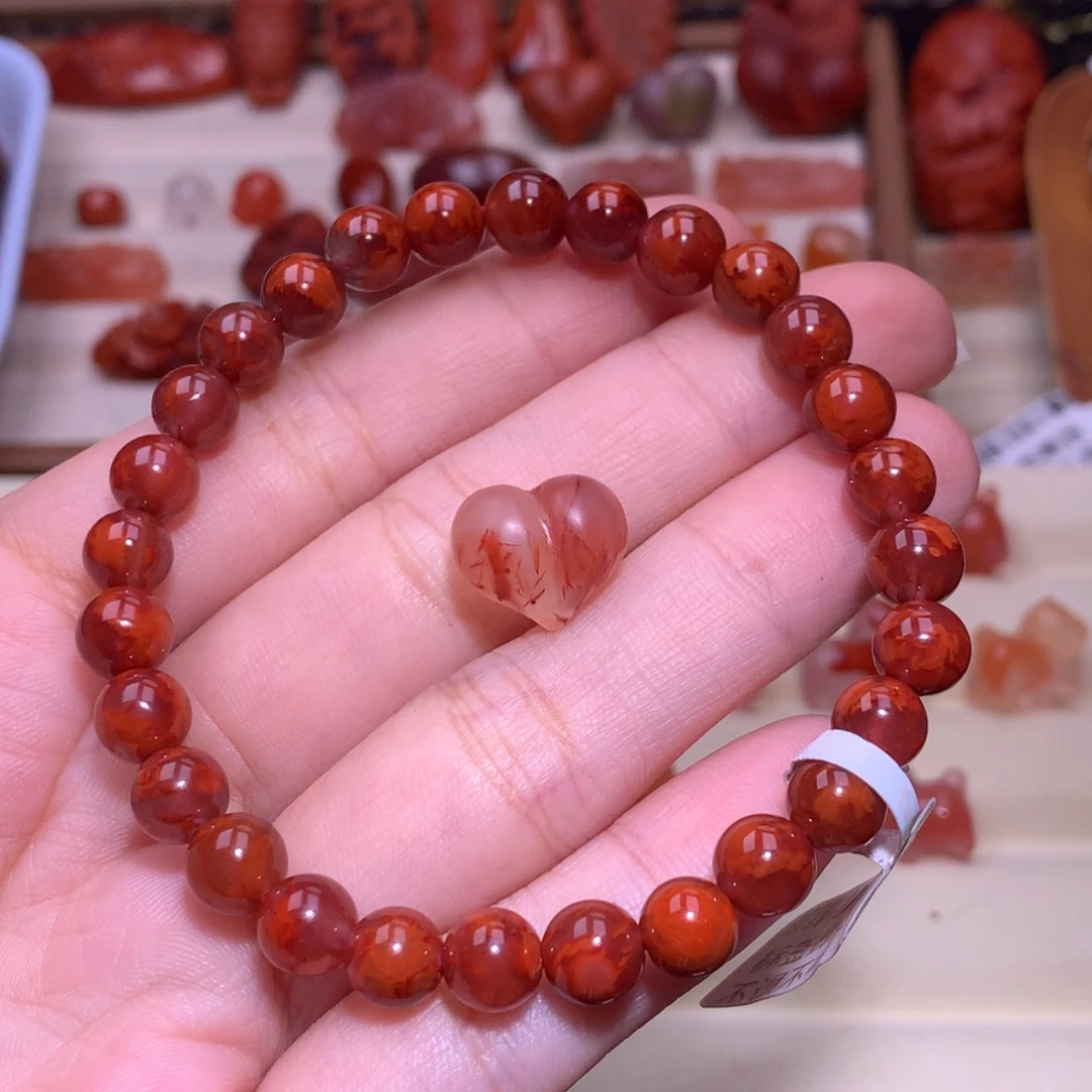 妙****南红玛瑙未镶嵌珠宝半成品火焰