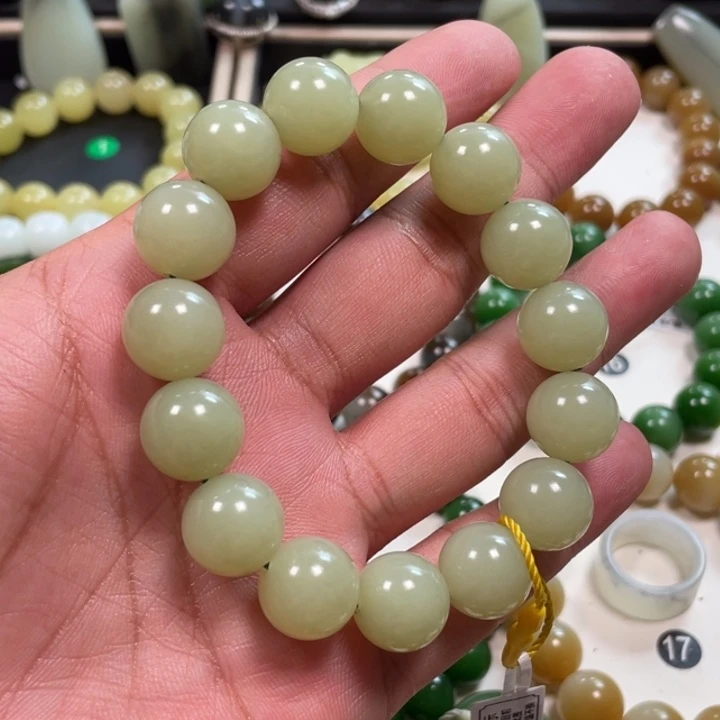 未镶嵌手串和田玉新疆若羌青黄口卡14