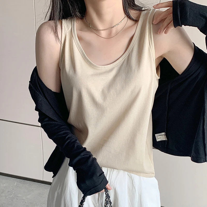 雪花棉麻背心2025新款内搭遮副乳上衣U领宽肩带打底吊带女夏外穿