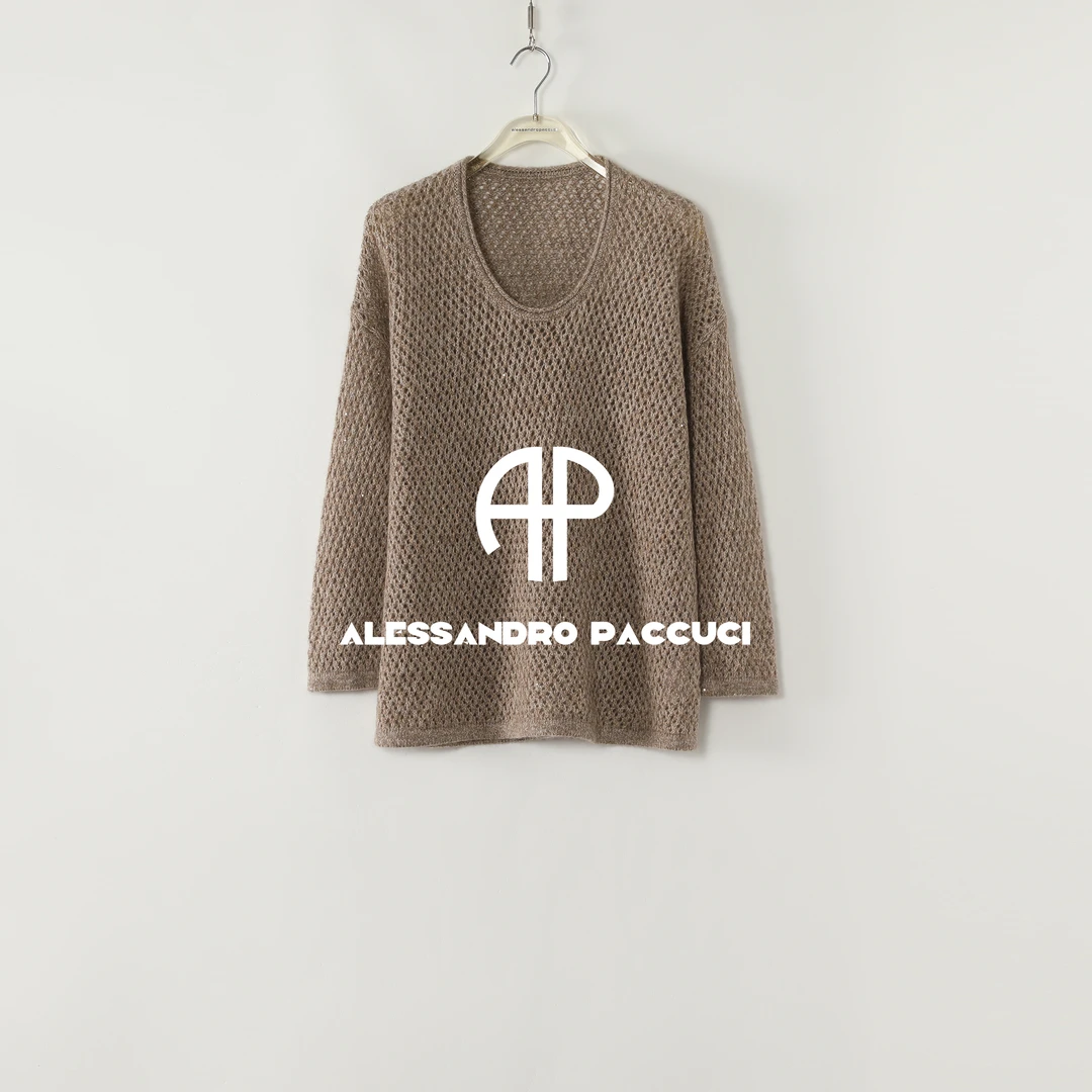 AP洛哥53166ST【星河织梦】绵羊毛+山羊绒闪光镂空时尚长袖套头衫