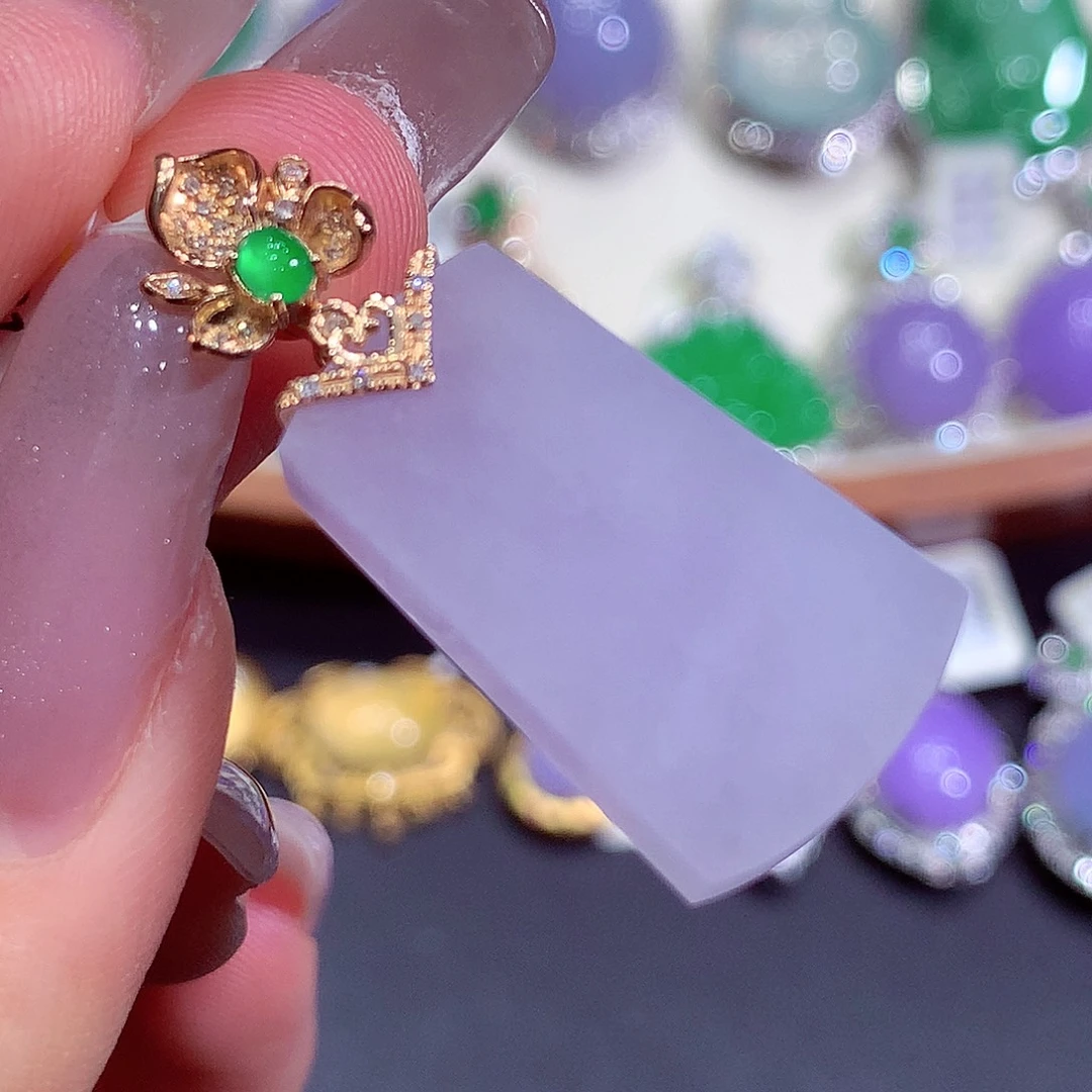 翡翠18K金镶嵌吊坠(不含链)