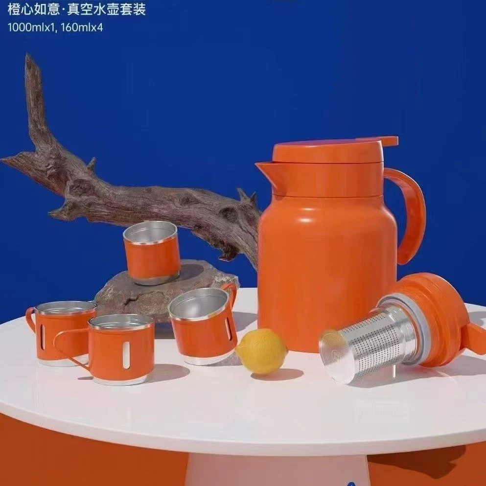 礼品盒橙心如意杯壶套装