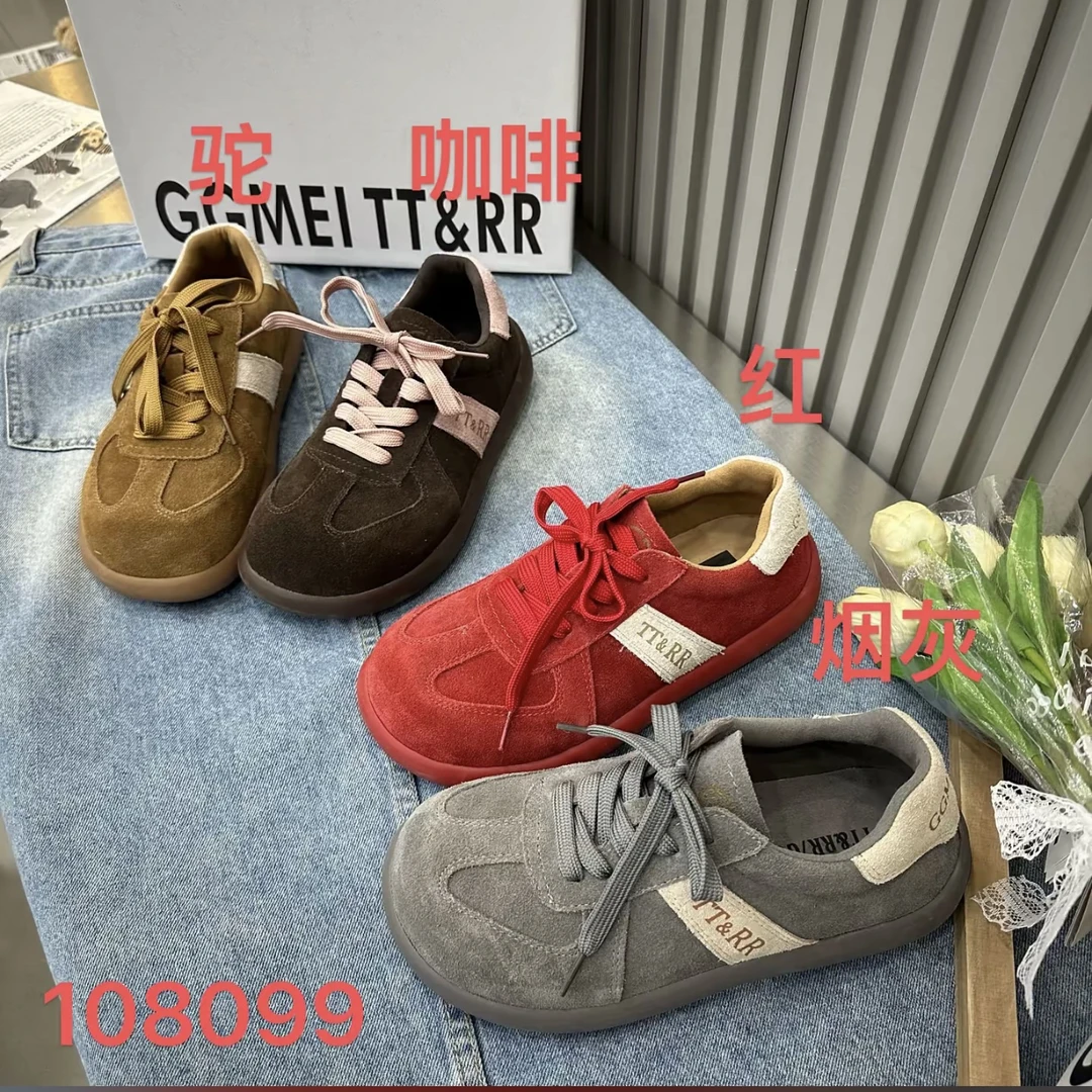 108099 复古鞋春季新款软底娃娃头舒适系带休闲丑萌鞋