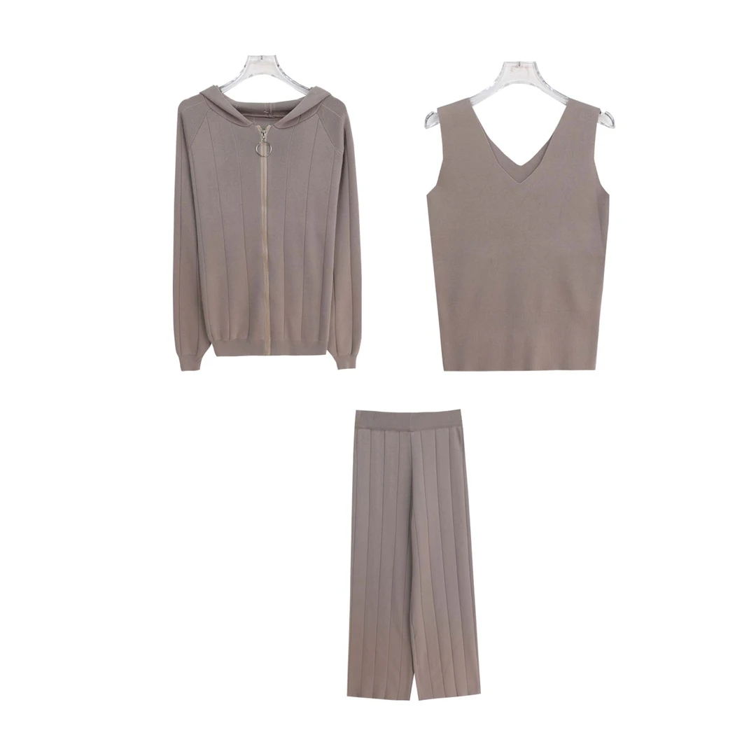 S慵懒风百搭纯色高级感外套内搭阔腿裤套装X2727