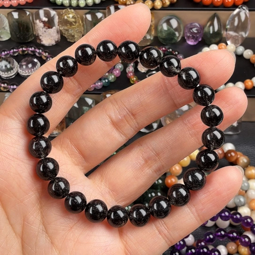 发晶手链未镶嵌天然黑发晶