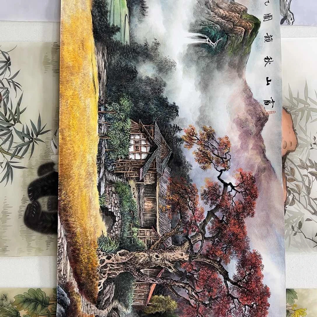 国画精品山水田园风光