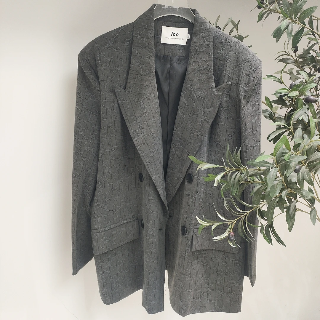 Li Li and I 气质「禅意斑驳提花」百搭ins风西装外套