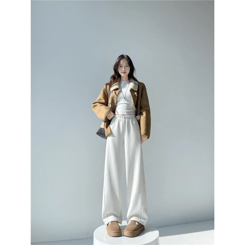 千禧丶羊驼绒细腻纹理弯刀休闲裤WX25637