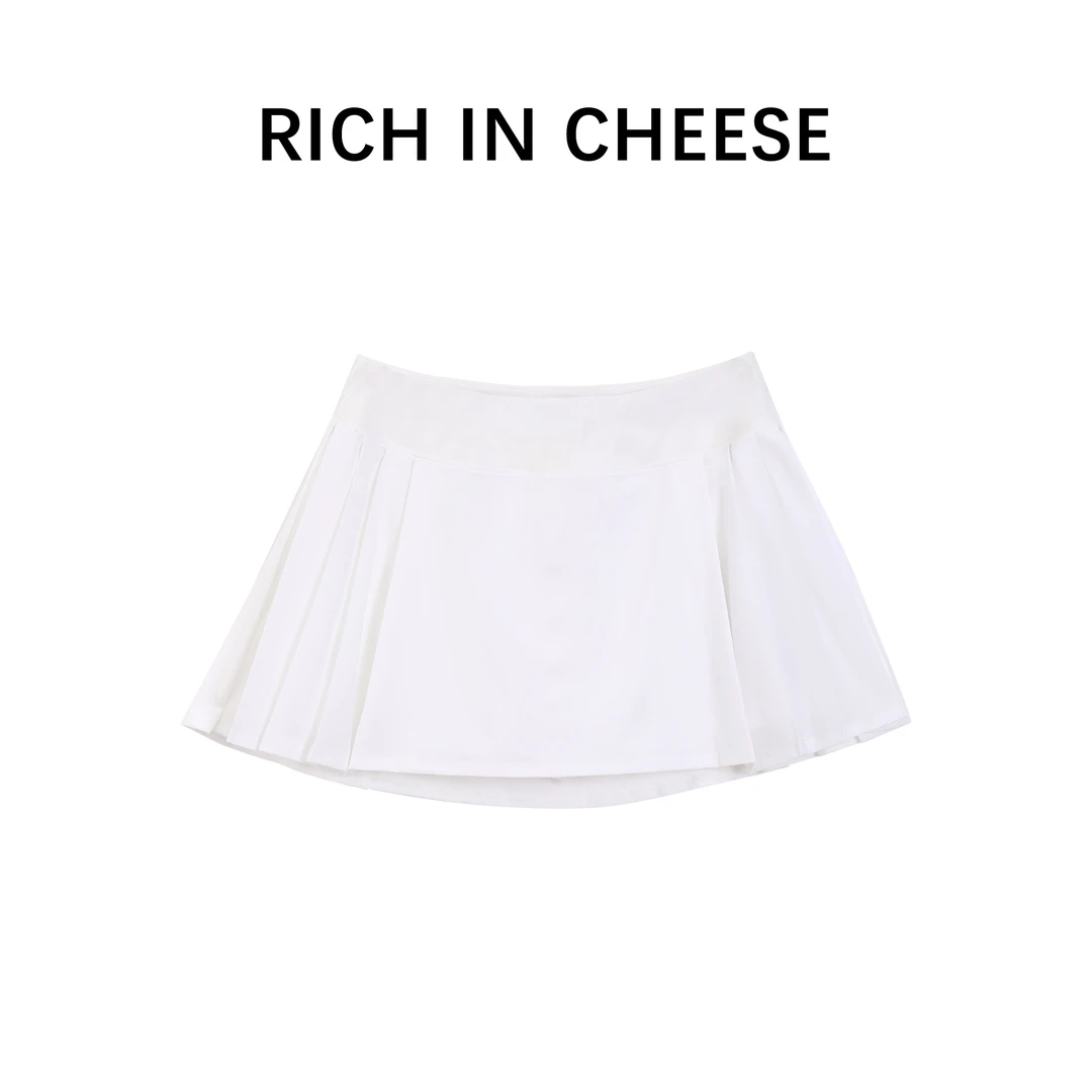【清清】RICHINCHEESE 白开水 学院风A字半裙夏季显瘦修身百褶短裙