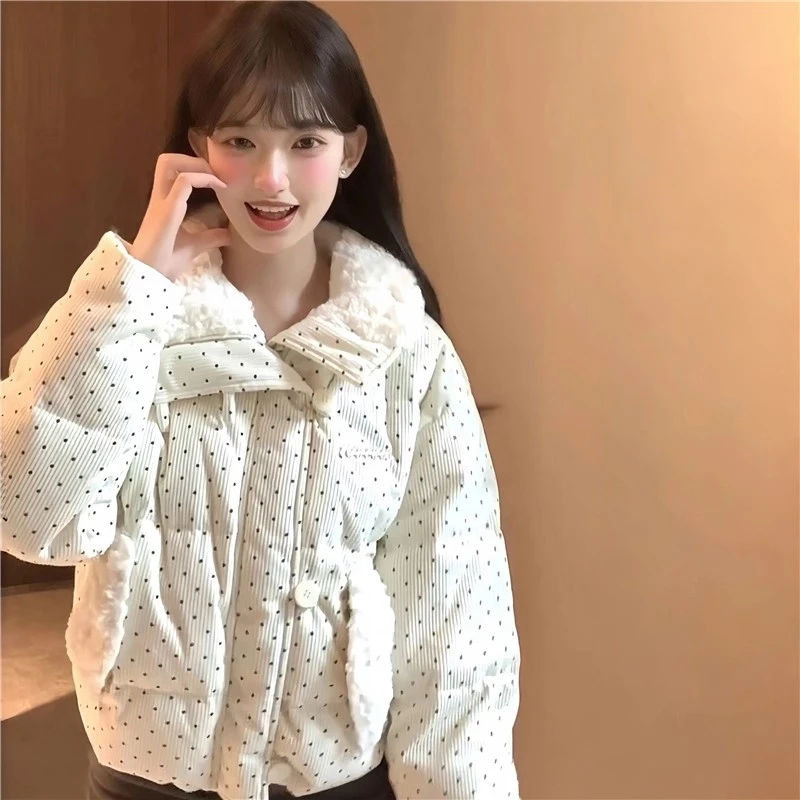 2025韩系棉服毛领冬季甜美新款加厚宽松棉袄短款外套面包百搭